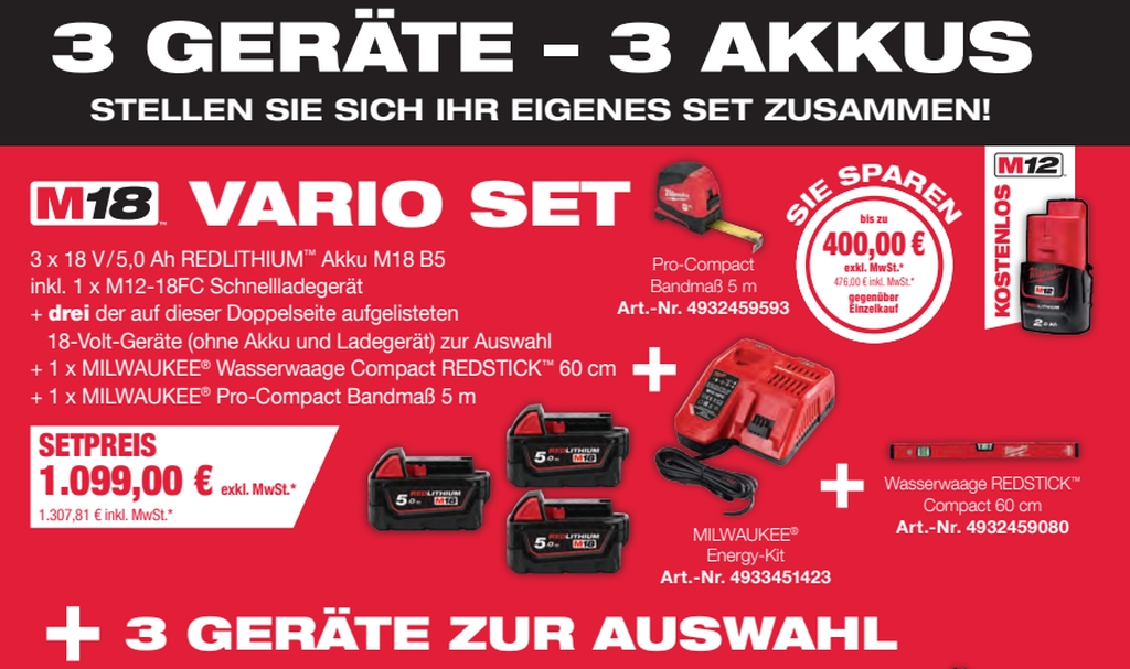 Bild von ***Aktion Milwaukee - Vario-Set - 18 Volt*** (VPE=1 Stück)